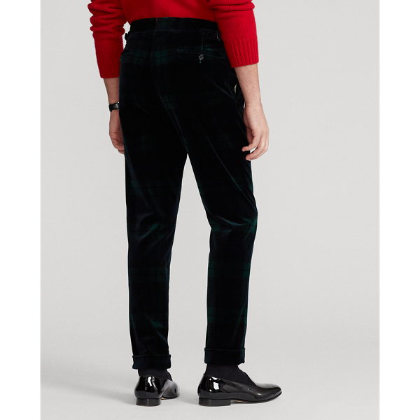 Navy/Green/Black Pleated Tartan Velvet Trouser Polo Ralph Lauren 5
