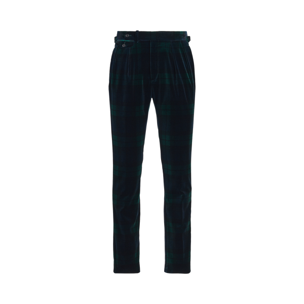 Pleated Tartan Velvet Trouser