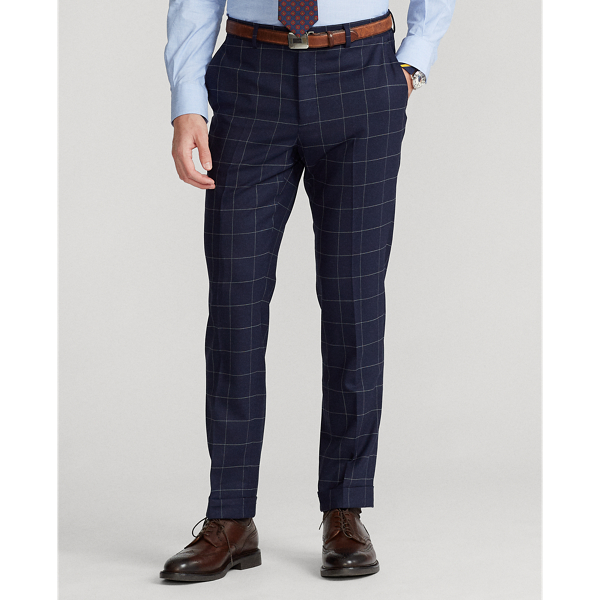 Navy And Light Grey Checked Stretch Wool Suit Trouser Polo Ralph Lauren 4