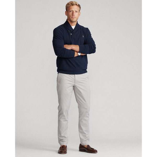 Aviator Navy/Grey Luxury Jersey Shawl Pullover Polo Ralph Lauren 4