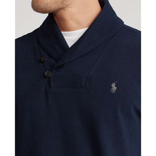 Aviator Navy/Grey Luxury Jersey Shawl Pullover Polo Ralph Lauren 6