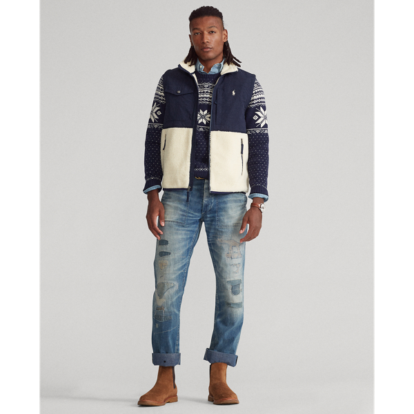 Winter Cream/Cruise Navy Hybrid Fleece Gilet Polo Ralph Lauren 4