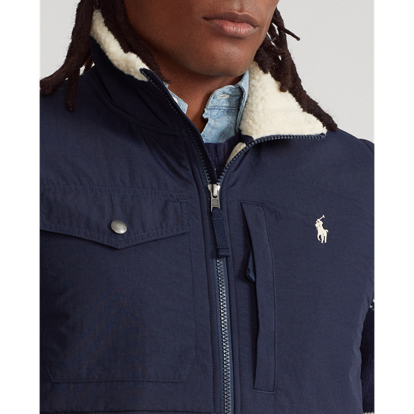 Winter Cream/Cruise Navy Hybrid Fleece Gilet Polo Ralph Lauren 6