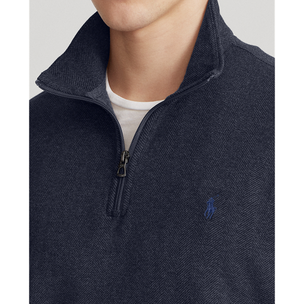 Winter Navy Hthr Hrngbne Herringbone Jersey Quarter-Zip Pullover Polo Ralph Lauren 6