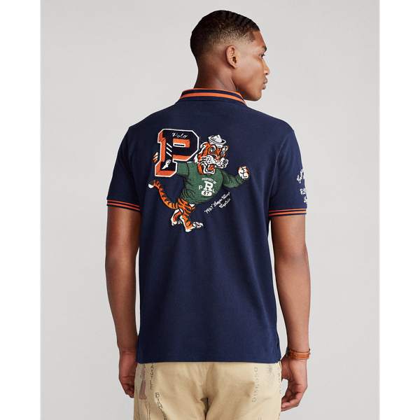 Cruise Navy Custom Slim Tiger Mesh Polo Polo Ralph Lauren 5