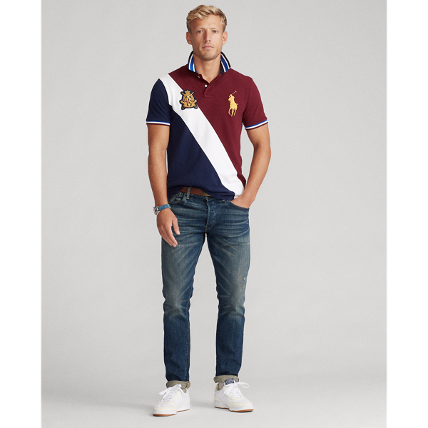 Classic Wine Multi Custom Slim Crest Mesh Polo Polo Ralph Lauren 4