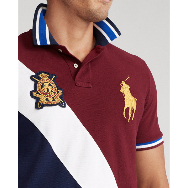 Classic Wine Multi Custom Slim Crest Mesh Polo Polo Ralph Lauren 6