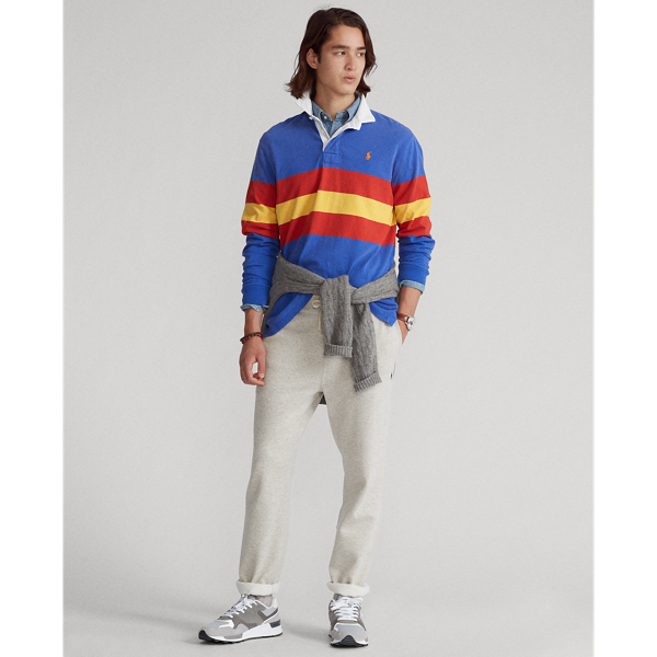 Travel Blue Multi Classic Fit Striped Cotton Rugby Shirt Polo Ralph Lauren 4
