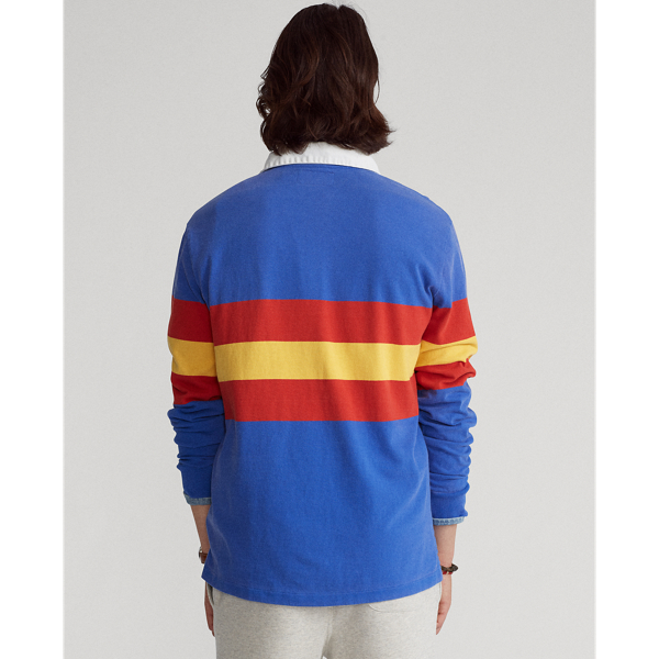 Travel Blue Multi Classic Fit Striped Cotton Rugby Shirt Polo Ralph Lauren 5