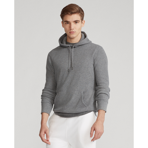 Boulder Grey Heather Waffle-Knit Jersey Hoodie Polo Ralph Lauren 1