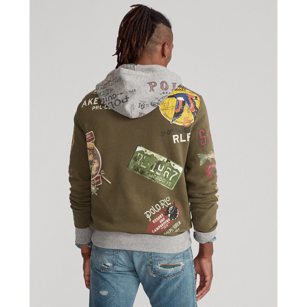 パーカー・フーディ POLO RALPH LAUREN fleece graphic hoodie natural MNPOKNI16823 Fleece Graphic Hoodie