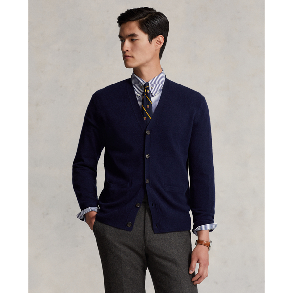 Hunter Navy Washable Cashmere V-Neck Cardigan Polo Ralph Lauren 1