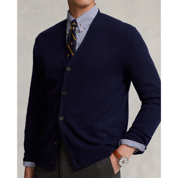 Hunter Navy Washable Cashmere V-Neck Cardigan Polo Ralph Lauren 6