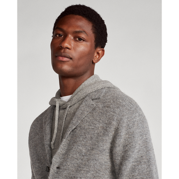 Fawn Grey Heather Wool-Blend Cardigan Polo Ralph Lauren 6