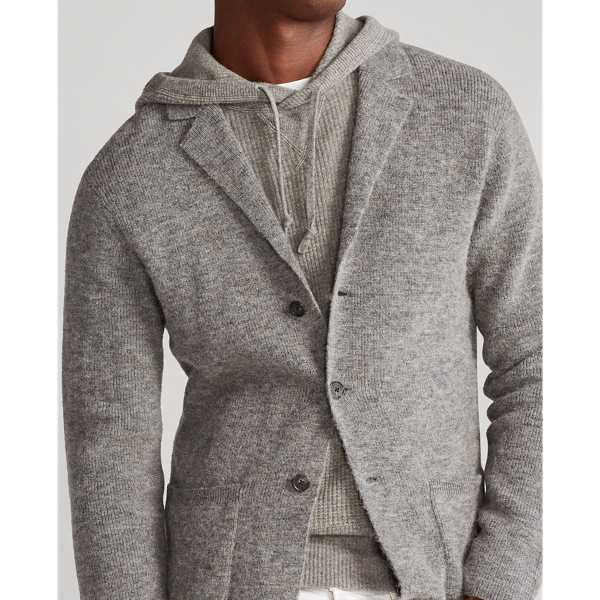 Fawn Grey Heather Wool-Blend Cardigan Polo Ralph Lauren 7