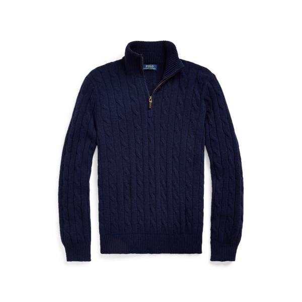Pull demi-zipp&eacute; en cachemire torsad&eacute;