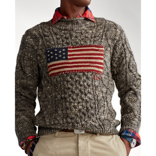 Ragg Flag Novelty Flag Aran Marled Jumper Polo Ralph Lauren 5