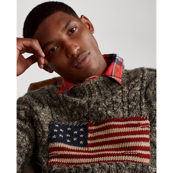 Ragg Flag Novelty Flag Aran Marled Jumper Polo Ralph Lauren 7