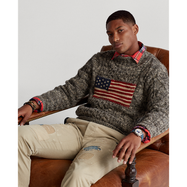 Ragg Flag Novelty Flag Aran Marled Jumper Polo Ralph Lauren 8