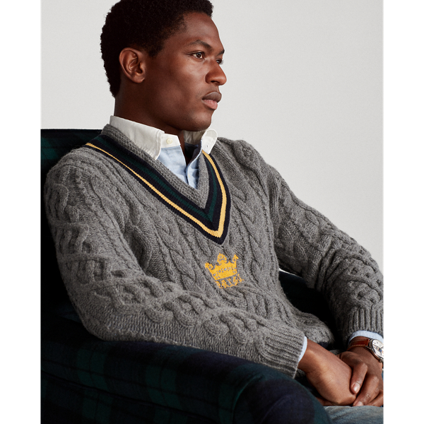 Dusty Grey Heather Embroidered Cricket Jumper Polo Ralph Lauren 5