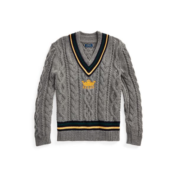 Dusty Grey Heather Embroidered Cricket Jumper Polo Ralph Lauren 2