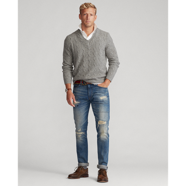 Fawn Grey Heather Cashmere Cricket Jumper Polo Ralph Lauren 4