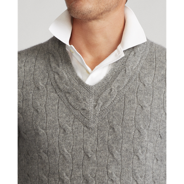 Fawn Grey Heather Cashmere Cricket Jumper Polo Ralph Lauren 6