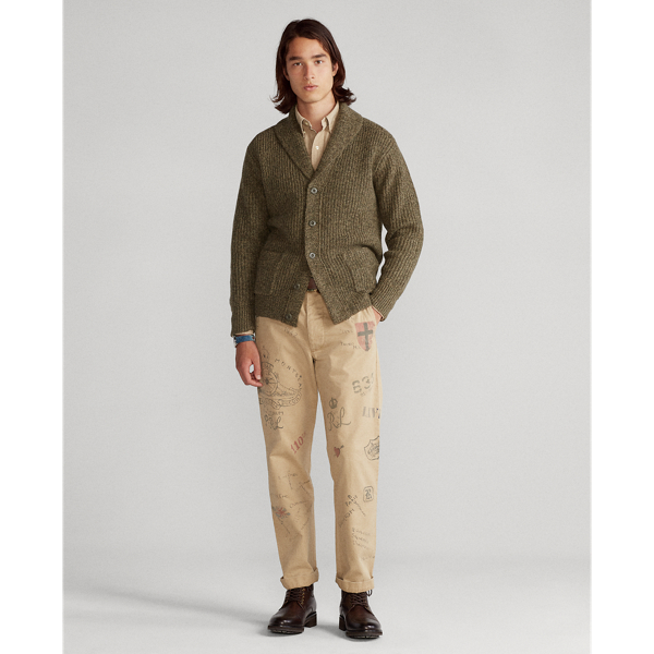 Olive Ragg Wool-Cashmere Shawl Cardigan Polo Ralph Lauren 3