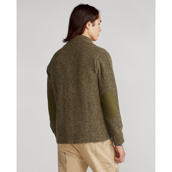 Olive Ragg Wool-Cashmere Shawl Cardigan Polo Ralph Lauren 4