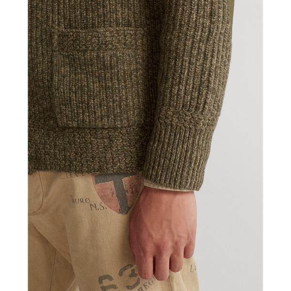 Olive Ragg Wool-Cashmere Shawl Cardigan Polo Ralph Lauren 5