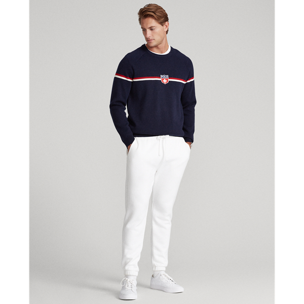 Navy Multi Shield-Patch Striped Wool Jumper Polo Ralph Lauren 4