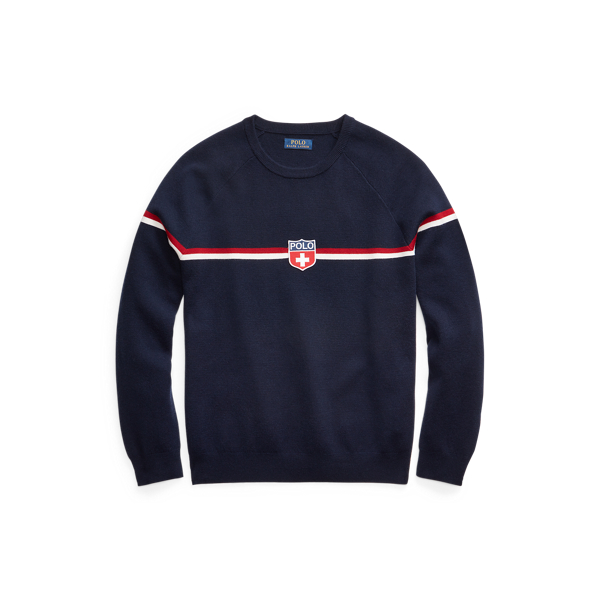 Pull ray&eacute; en laine avec &eacute;cusson Polo Ralph Lauren en 1