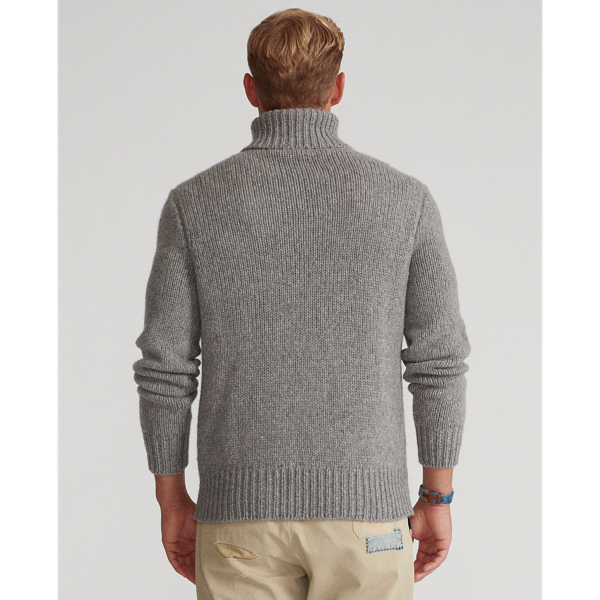 Fawn Grey Heather Wool Turtleneck Jumper Polo Ralph Lauren 5