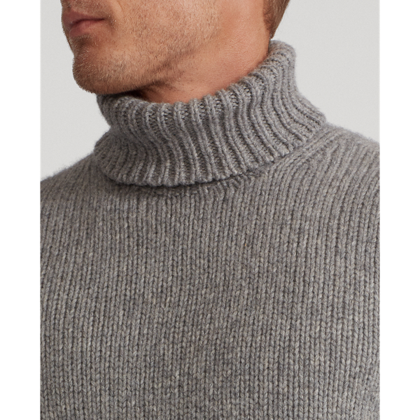 Fawn Grey Heather Wool Turtleneck Jumper Polo Ralph Lauren 6