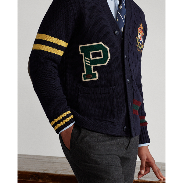 Navy Multi Patchwork Merino Wool Cardigan Polo Ralph Lauren 7