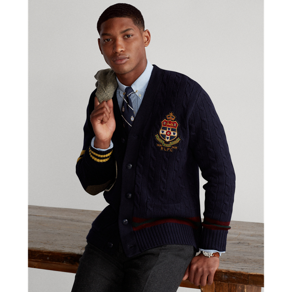 Navy Multi Patchwork Merino Wool Cardigan Polo Ralph Lauren 8