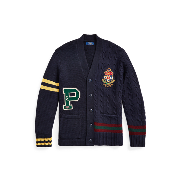 Navy Multi Patchwork Merino Wool Cardigan Polo Ralph Lauren 2