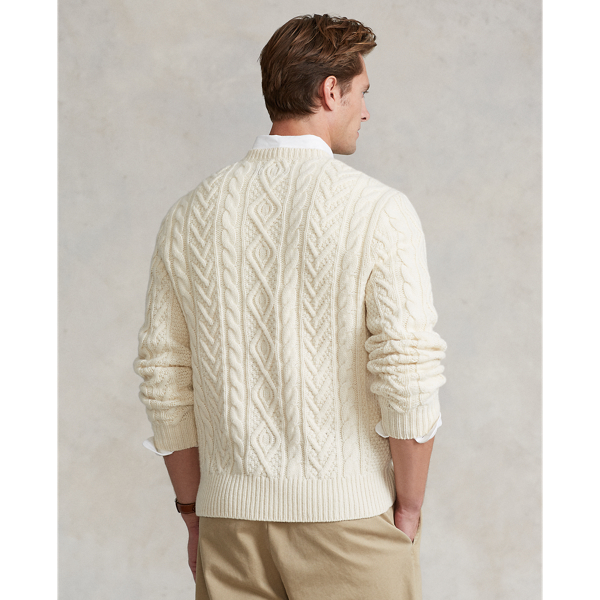 Authentic Cream Aran-Knit Wool-Cashmere Sweater Polo Ralph Lauren 5