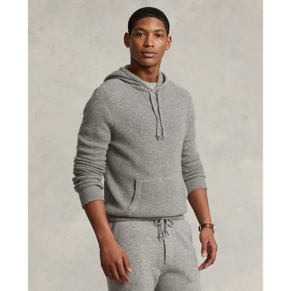 Fawn Grey Heather Washable Cashmere Hooded Sweater Polo Ralph Lauren 1
