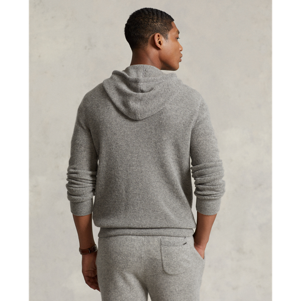 Fawn Grey Heather Washable Cashmere Hooded Sweater Polo Ralph Lauren 5