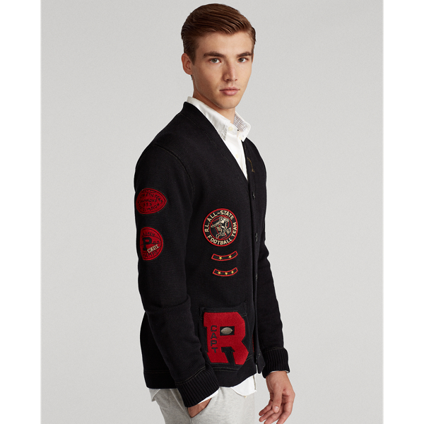 Black Cotton Letterman Cardigan Polo Ralph Lauren 5