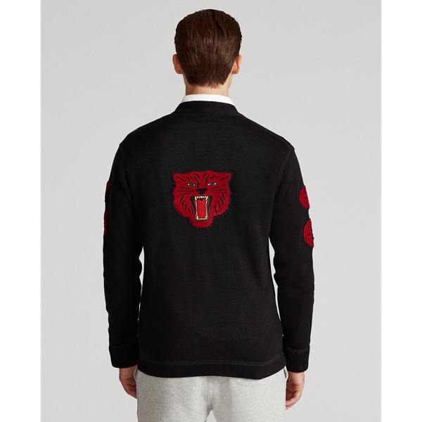 Black Cotton Letterman Cardigan Polo Ralph Lauren 6