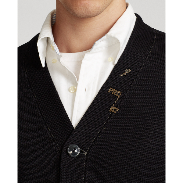 Black Cotton Letterman Cardigan Polo Ralph Lauren 8