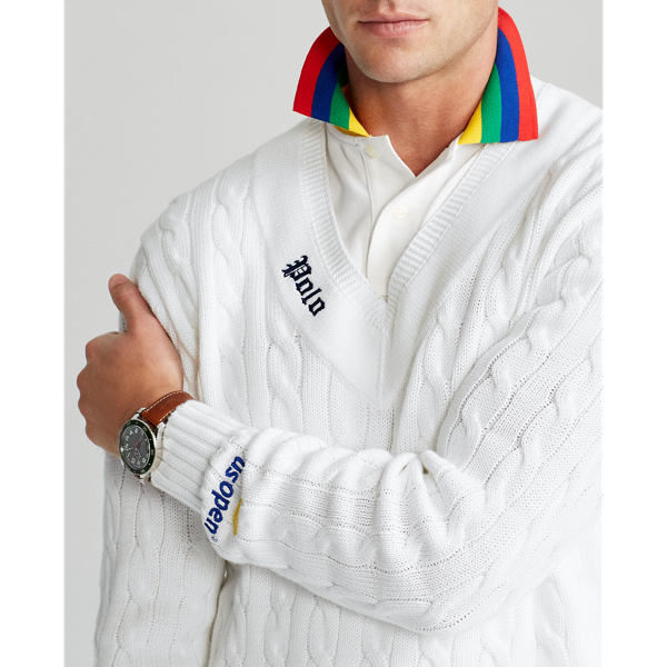 Optic White US Open Umpire Cricket Sweater Polo Ralph Lauren 6