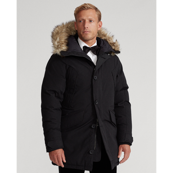 Black Faux-Fur-Trim Down Parka Big & Tall 3
