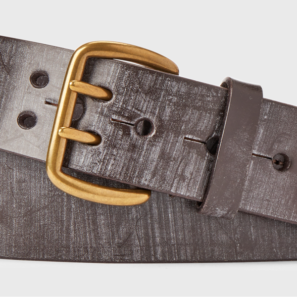 Double-Prong Leather Belt Polo Ralph Lauren em Teak Bridle 2