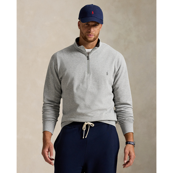 ★STONE ★ Luxury Jersey Quarter Zip Pullover Gray MNP Polo Ralph Lauren Men's Luxury Grey Jersey Sweater, Quarter