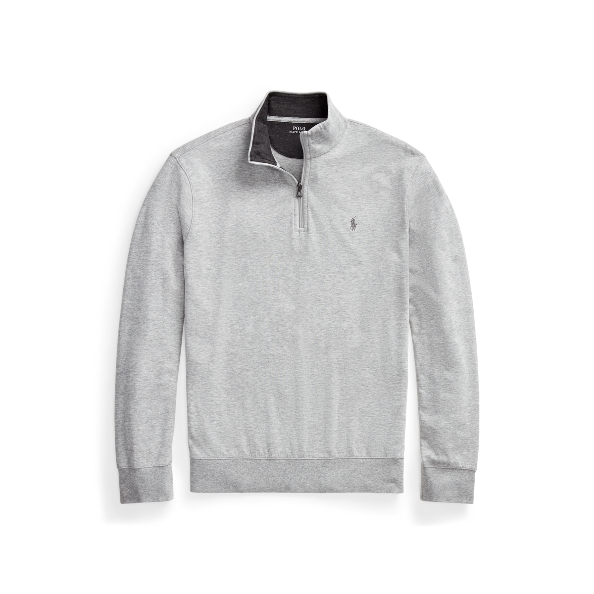 ★★POLO RALPH LAUREN★★ Luxury Jersey Quarter Zip Pullover Men's L Dark Grey Heather Luxury Jersey Quarter-Zip Pullover