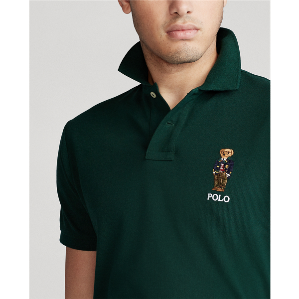 College Green Polo Bear Mesh Polo Shirt Big & Tall 5