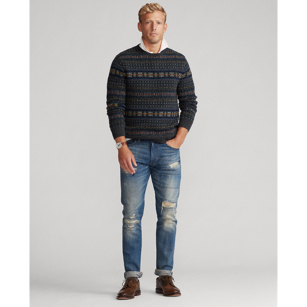 Grey Fairisle Fair Isle Wool Jumper Big & Tall 3